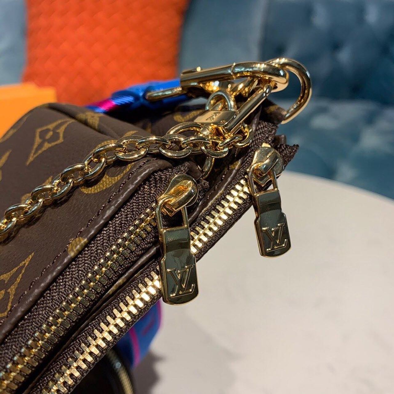 LV Multi Pochette AcGLAMIssoires Monogram Canvas Blue For Women,  Shoulder And Crossbody Bags 9.4in/24cm LV