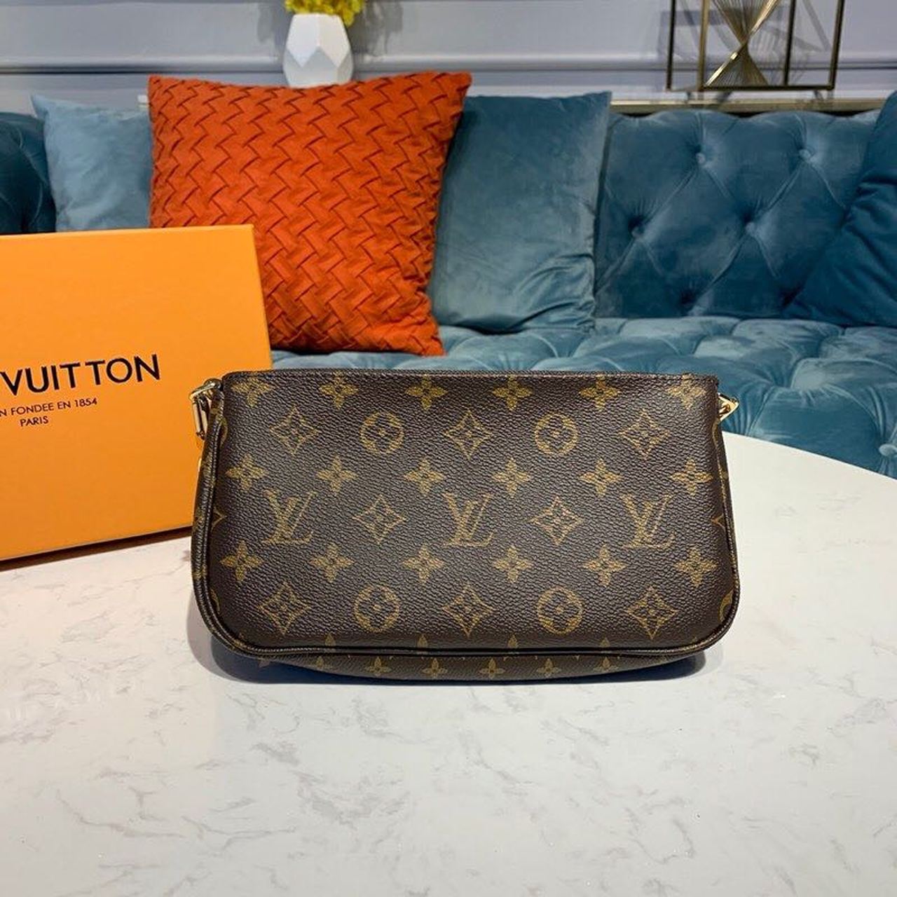 LV Multi Pochette AcGLAMIssoires Monogram Canvas Khaki For Women, WomenÃ¢â‚¬â„¢s Handbags, Shoulder And Crossbody Bags 9.4in/24cm LV M44813