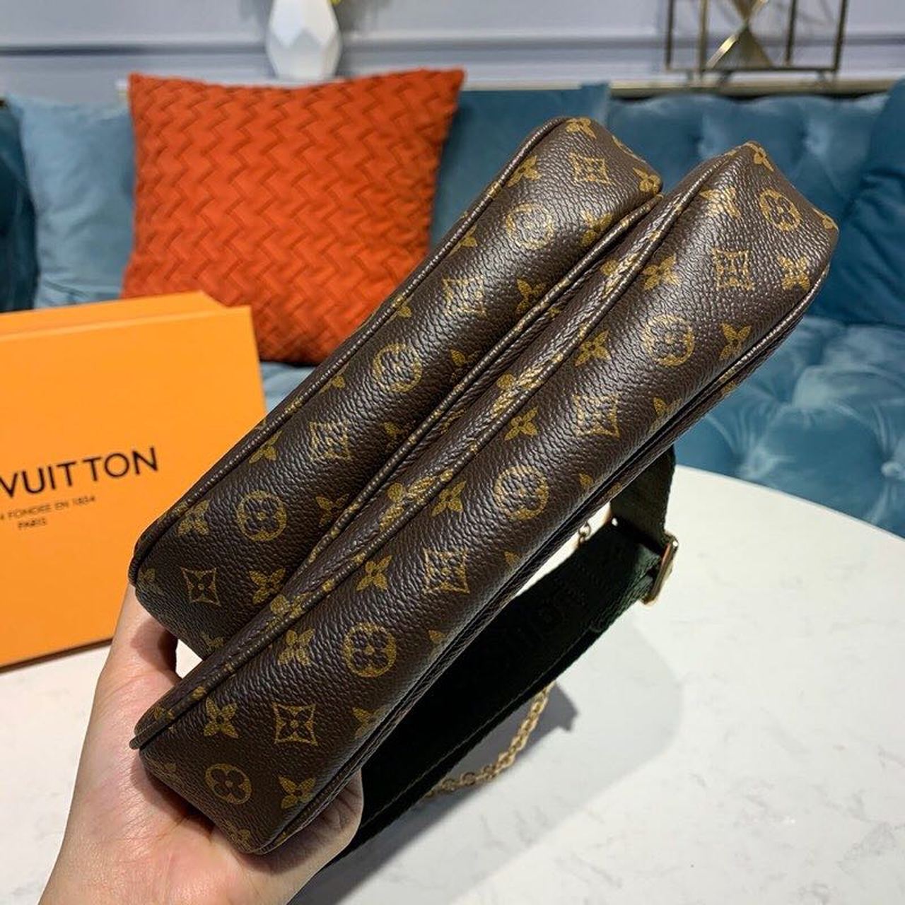 LV Multi Pochette AcGLAMIssoires Monogram Canvas Khaki For Women, WomenÃ¢â‚¬â„¢s Handbags, Shoulder And Crossbody Bags 9.4in/24cm LV M44813
