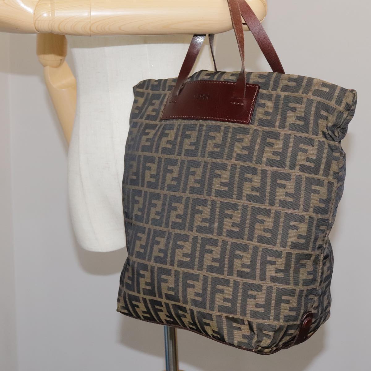 FENDI Zucca Canvas Tote Bag Brown Black 109151