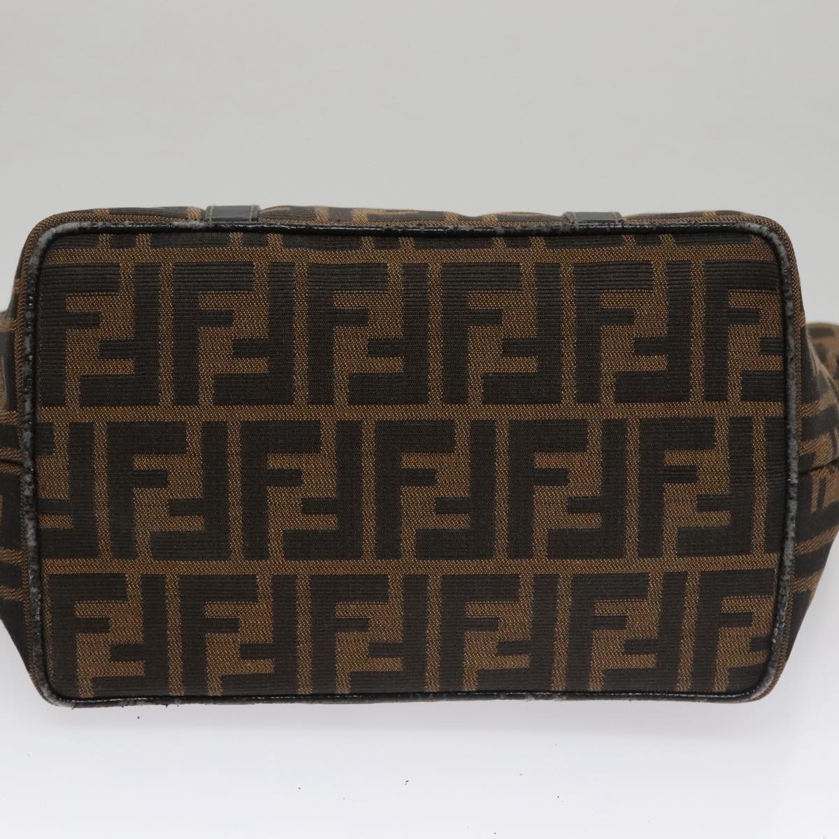 FENDI Zucca Canvas Hand Bag Brown Black gold 109153