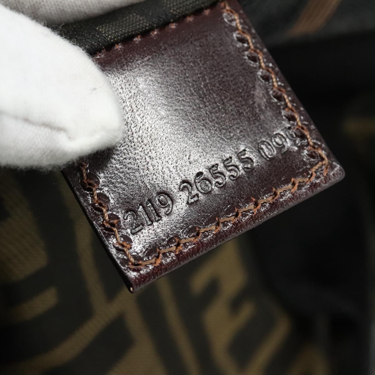 FENDI Zucca Canvas Hand Bag Brown Black 109154