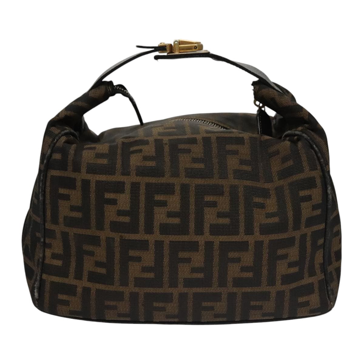 FENDI Zucca Canvas Hand Bag Brown Black gold 109159