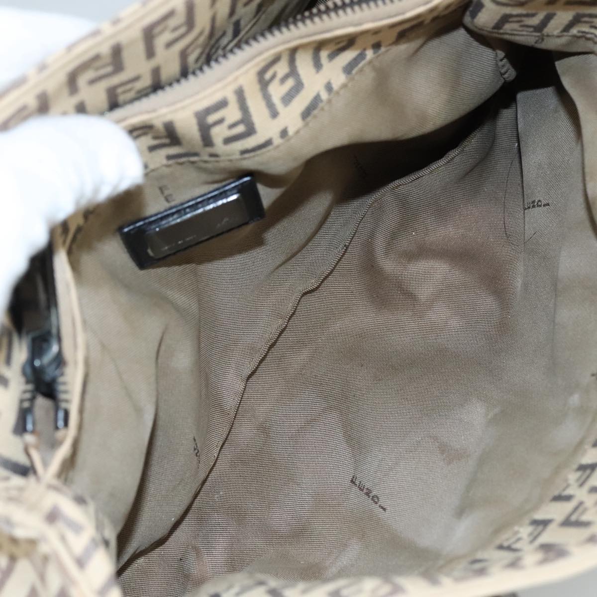 FENDI Zucchino Canvas Hand Bag Beige 109160