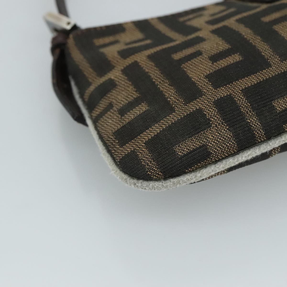 FENDI Zucca Canvas Mamma Baguette Shoulder Bag Brown Black Silver 109322