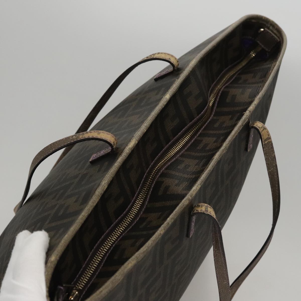 FENDI Zucca Canvas Tote Bag Brown Black 109418