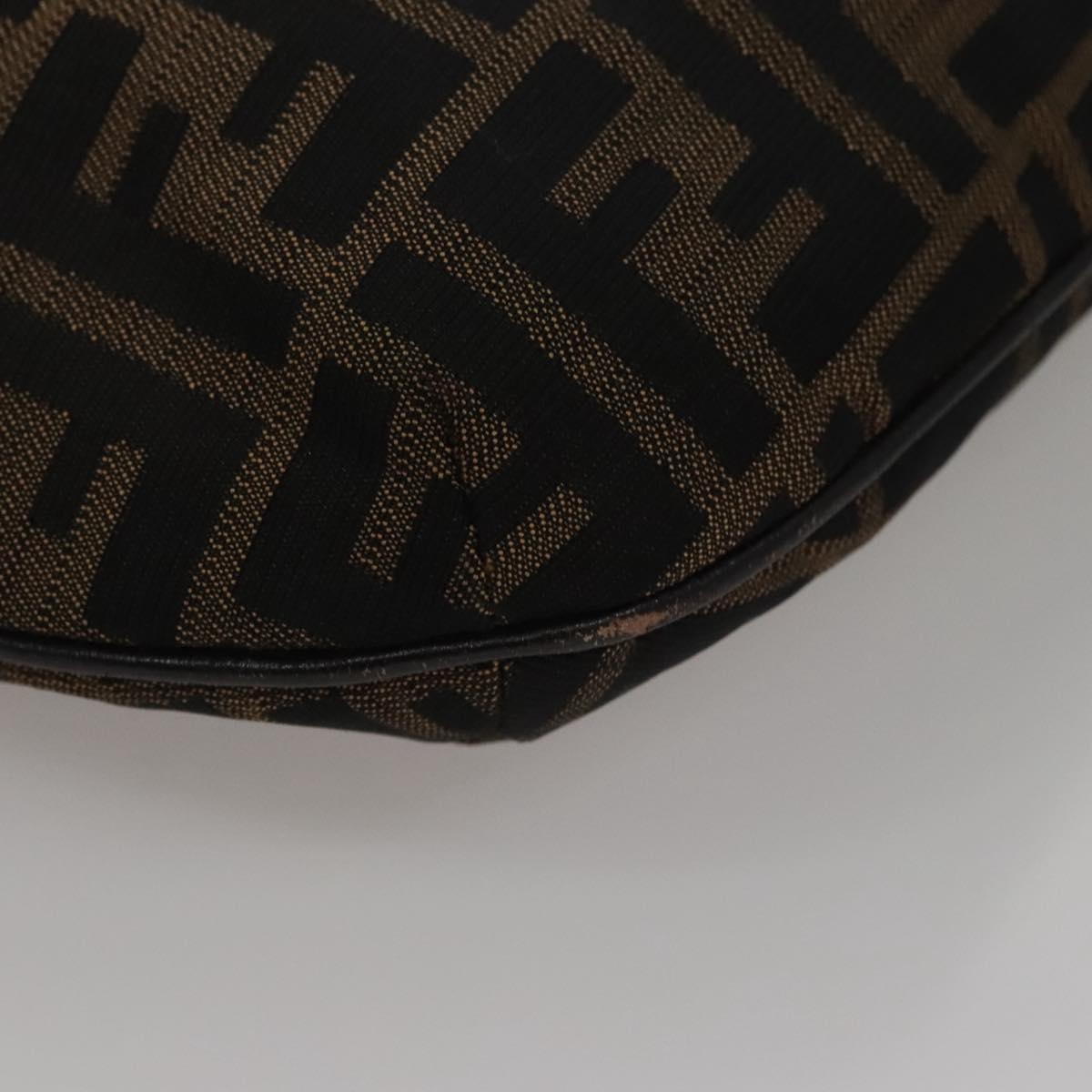 FENDI Zucca Canvas Shoulder Bag Brown Black 109499