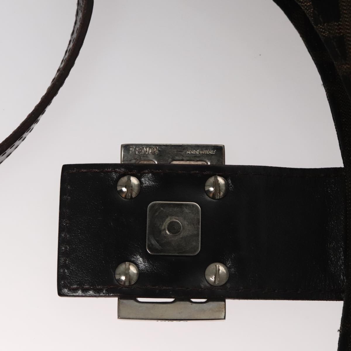 FENDI Zucca Canvas Shoulder Bag Brown Black 109499