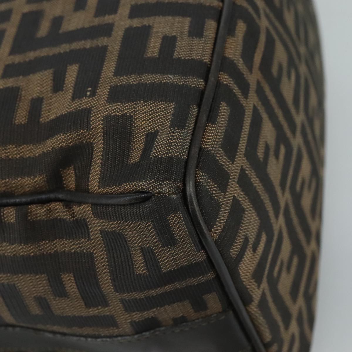 FENDI Zucca Canvas Hand Bag Brown Black 109509