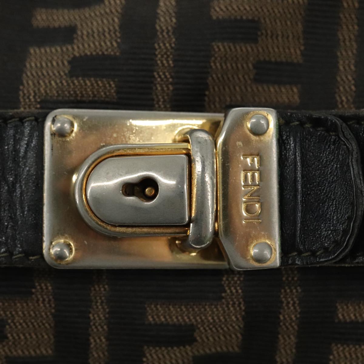 FENDI Zucca Canvas Hand Bag Brown Black 109509