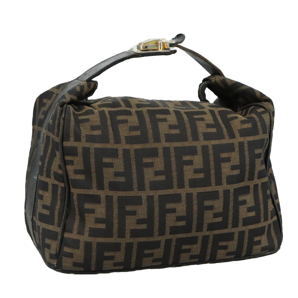 FENDI Zucca Canvas Hand Bag Brown Black 109509