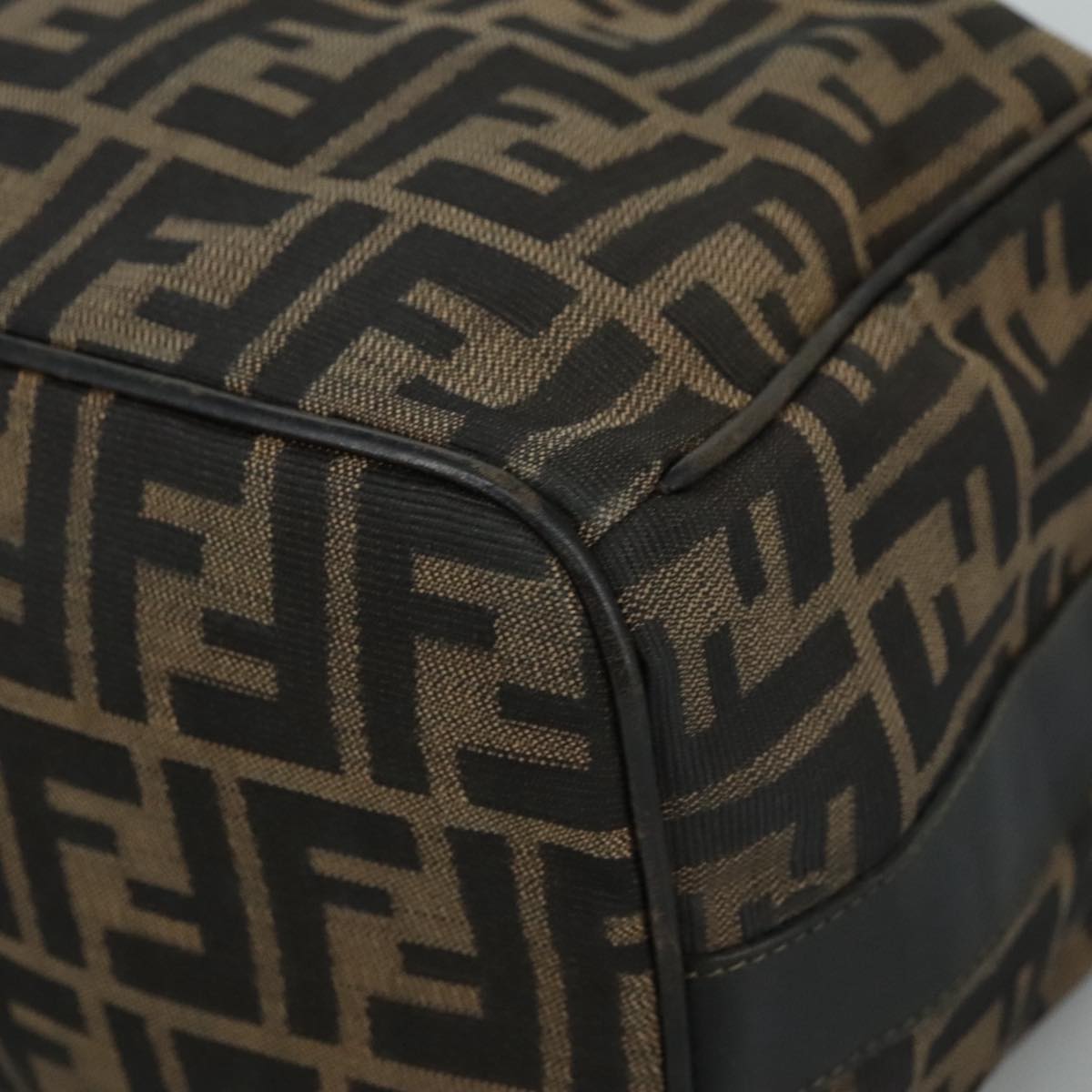 FENDI Zucca Canvas Hand Bag Brown Black 109509