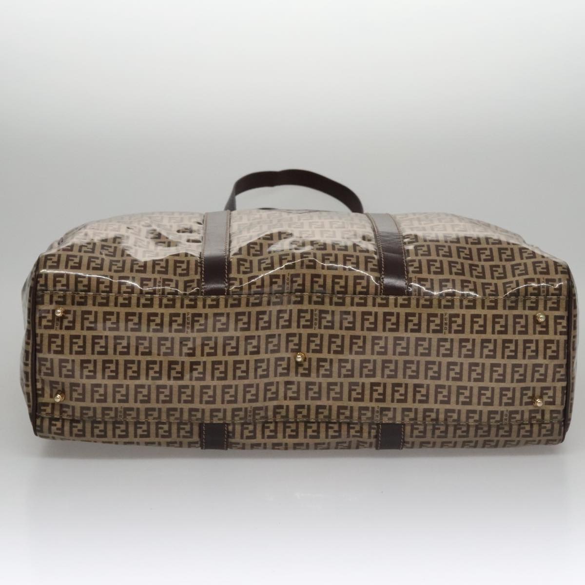 FENDI Zucchino Canvas Boston Bag Gold Beige 109630