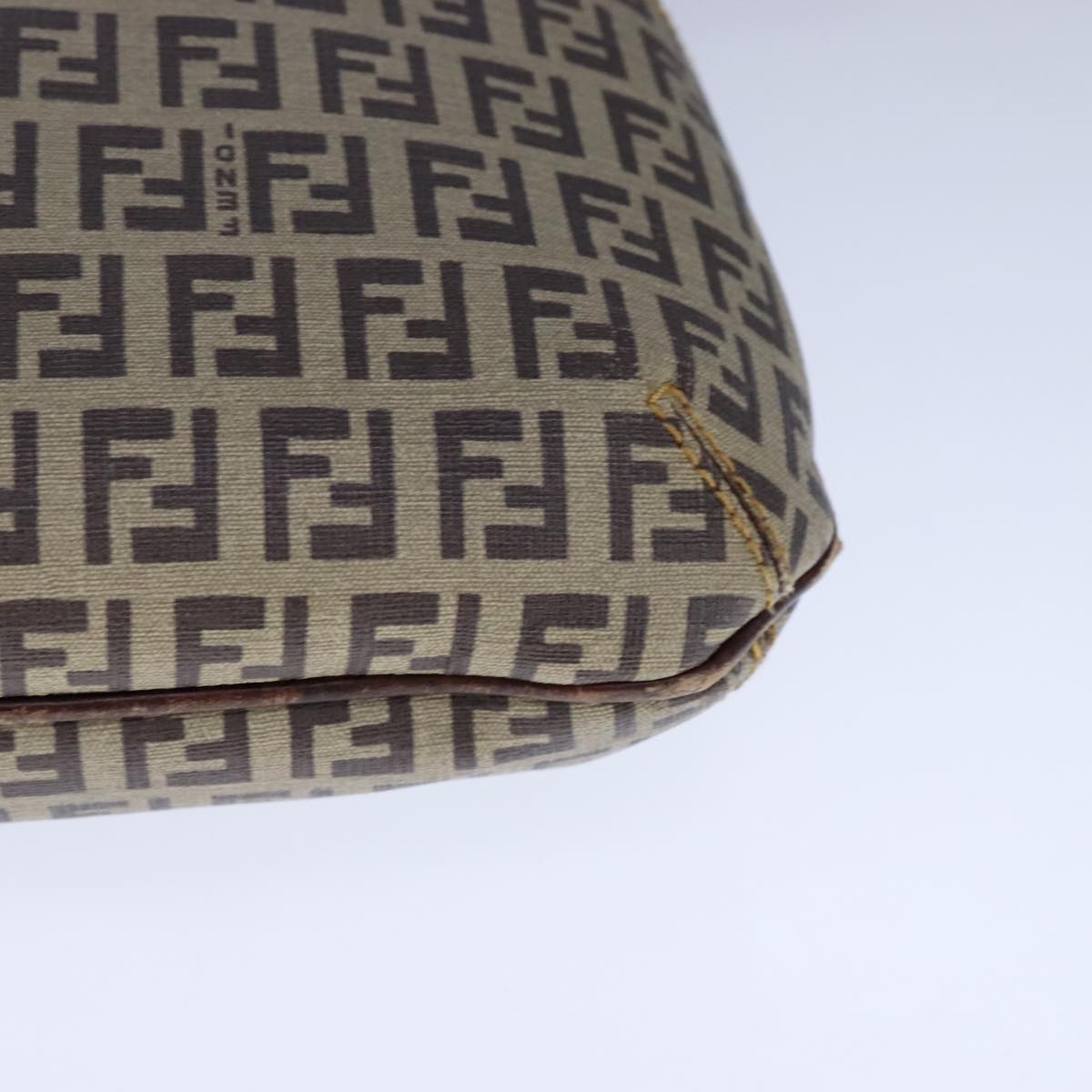 FENDI Zucca Canvas Zucchino Canvas Shoulder Bag Brown Black 109820