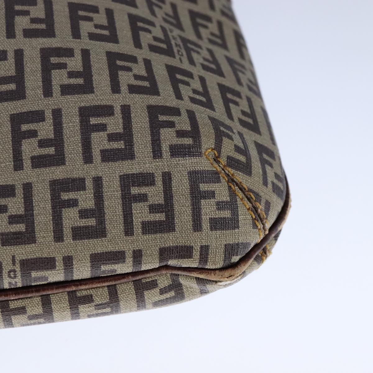 FENDI Zucca Canvas Zucchino Canvas Shoulder Bag Brown Black 109820