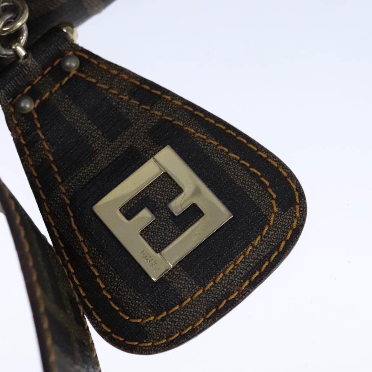FENDI Zucca Canvas Zucchino Canvas Shoulder Bag Brown Black 109820