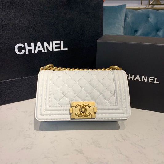 CHLSmall Boy Handbag White For Women, Women’s Bags, Shoulder And Crossbody Bags 7.8in/20cm A67085