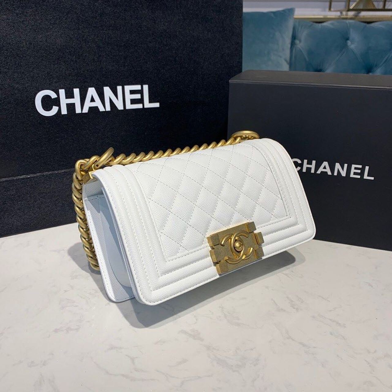 CHLSmall Boy Handbag White For Women Bags, Shoulder And Crossbody Bags 7.8in/20cm A67085