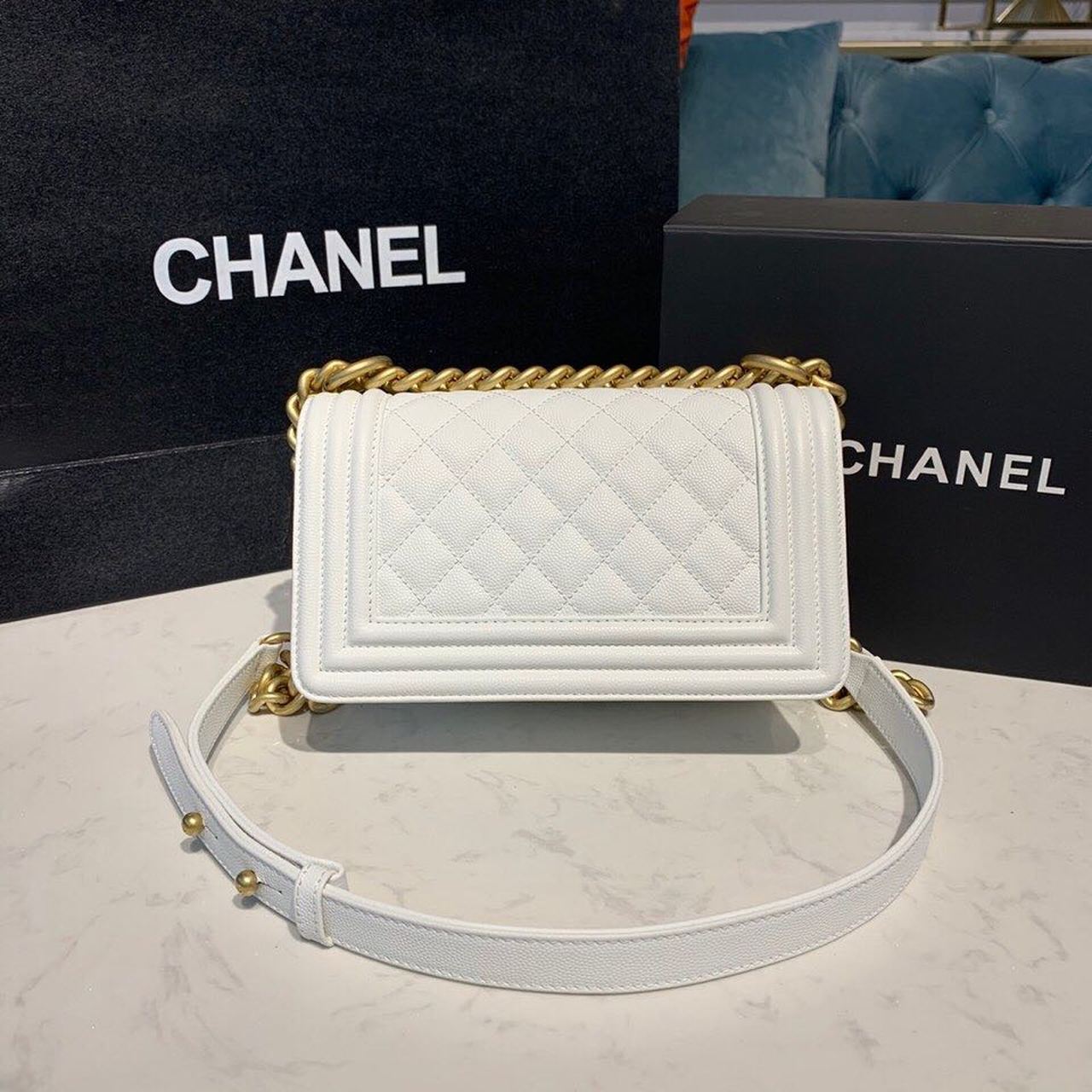 CHLSmall Boy Handbag White For Women Bags, Shoulder And Crossbody Bags 7.8in/20cm A67085
