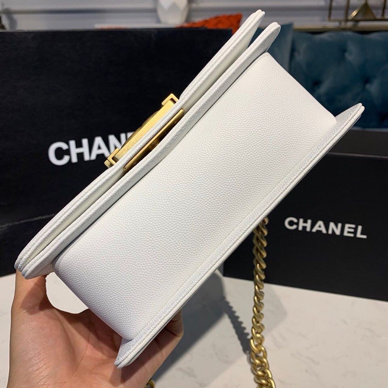 CHLSmall Boy Handbag White For Women Bags, Shoulder And Crossbody Bags 7.8in/20cm A67085