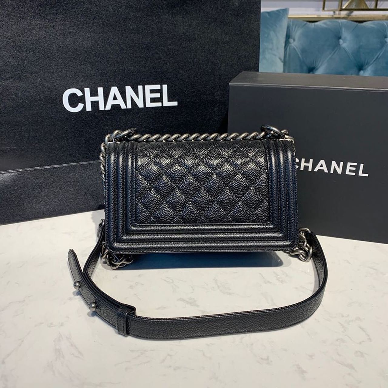 CHLSmall Boy Handbag Silver Hardware Black For Women Bags, Shoulder And Crossbody Bags 7.8in/20cm A67085
