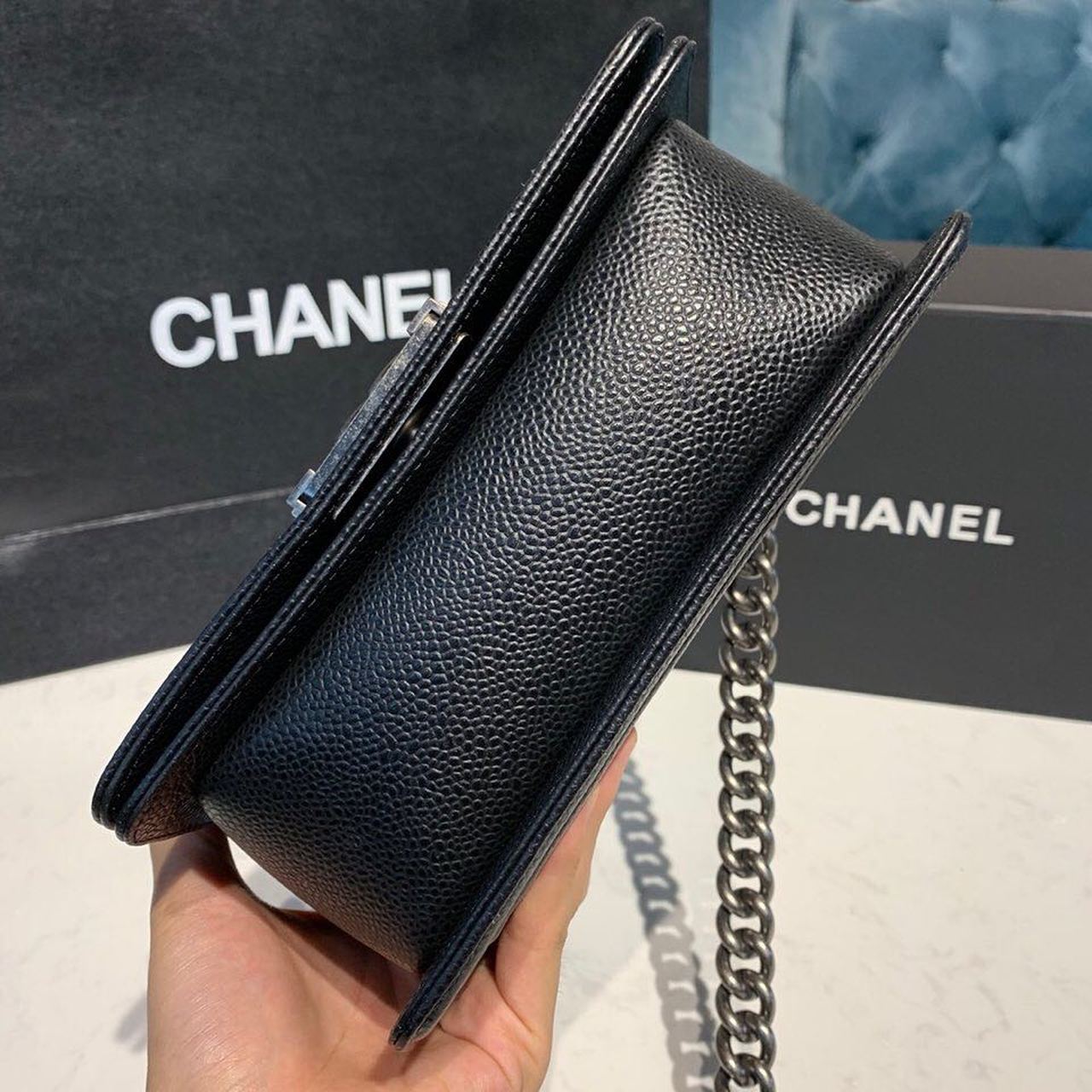 CHLSmall Boy Handbag Silver Hardware Black For Women Bags, Shoulder And Crossbody Bags 7.8in/20cm A67085