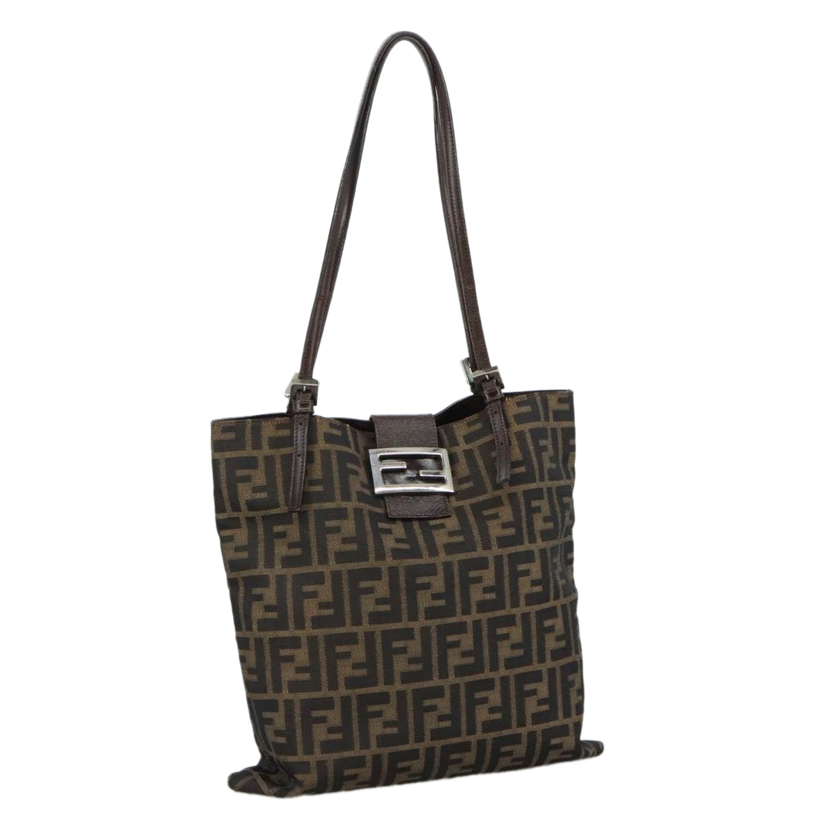 FENDI Zucca Canvas Tote Bag Brown Black 109930