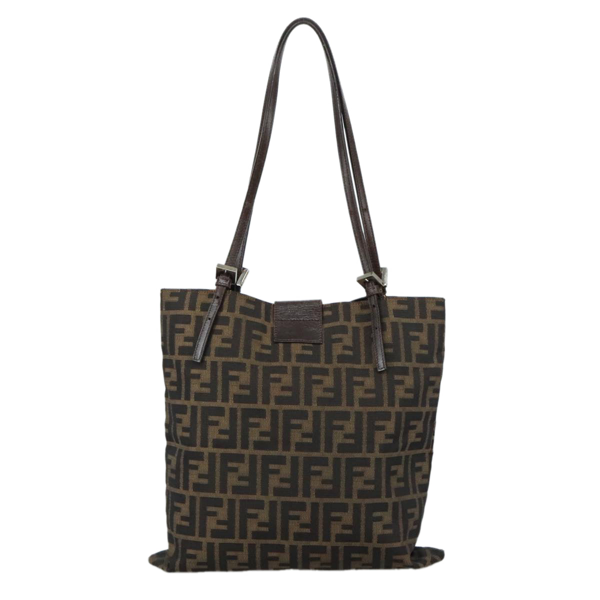 FENDI Zucca Canvas Tote Bag Brown Black 109930