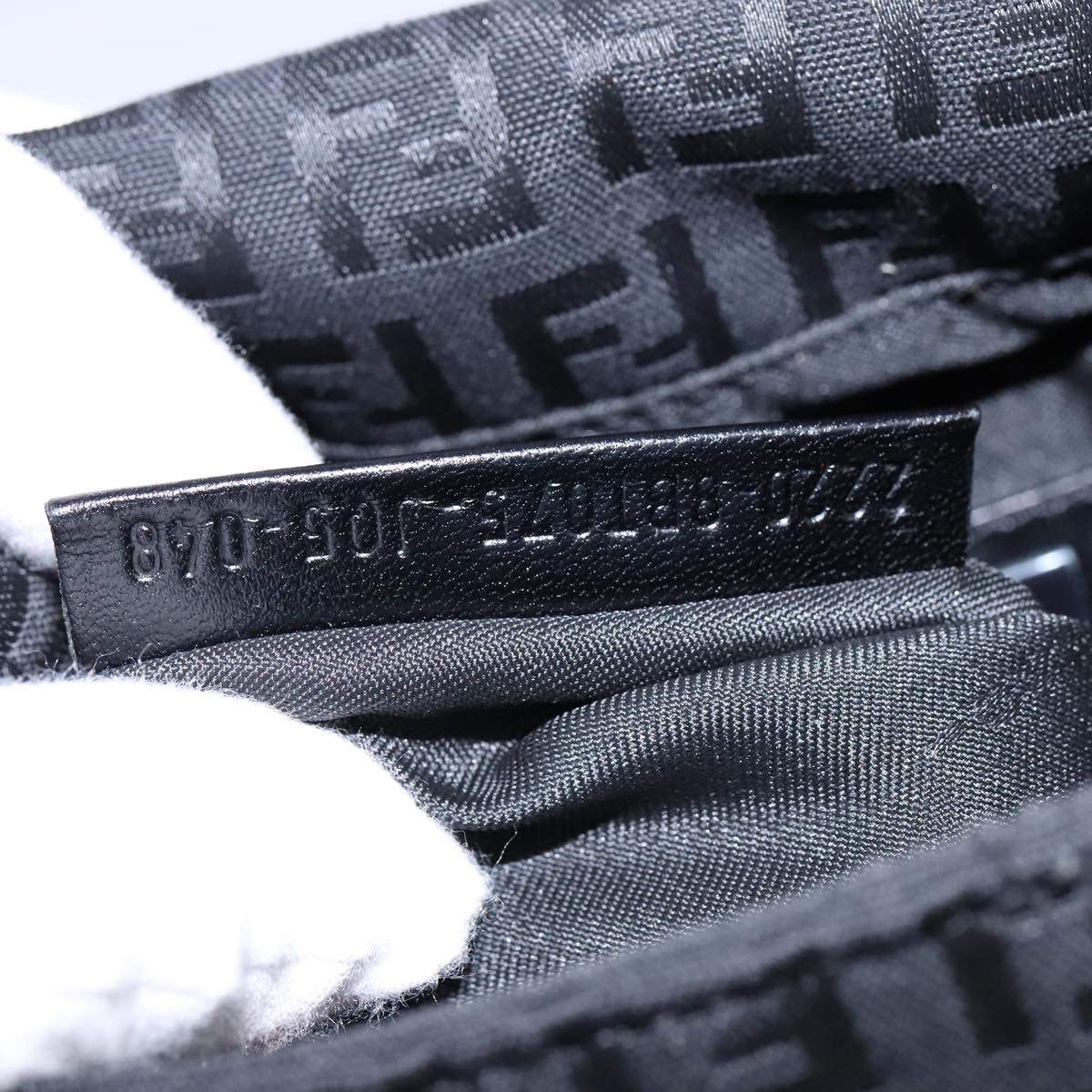 FENDI Zucchino Canvas Mamma Shoulder Bag Black 109966