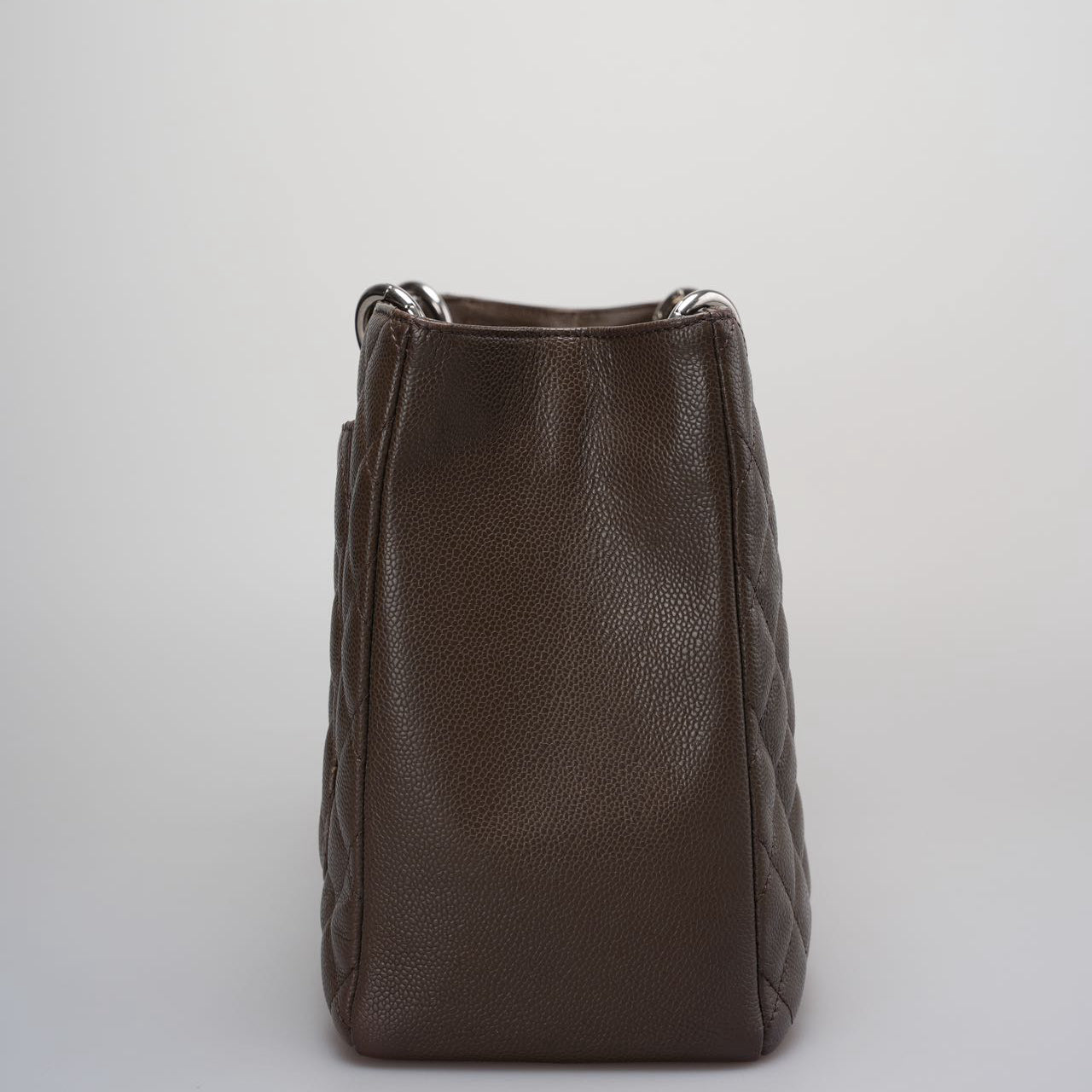 GLM-Brown GST Grand Shopping Tote  Bag in Caviar Leather with  Silver Hardware