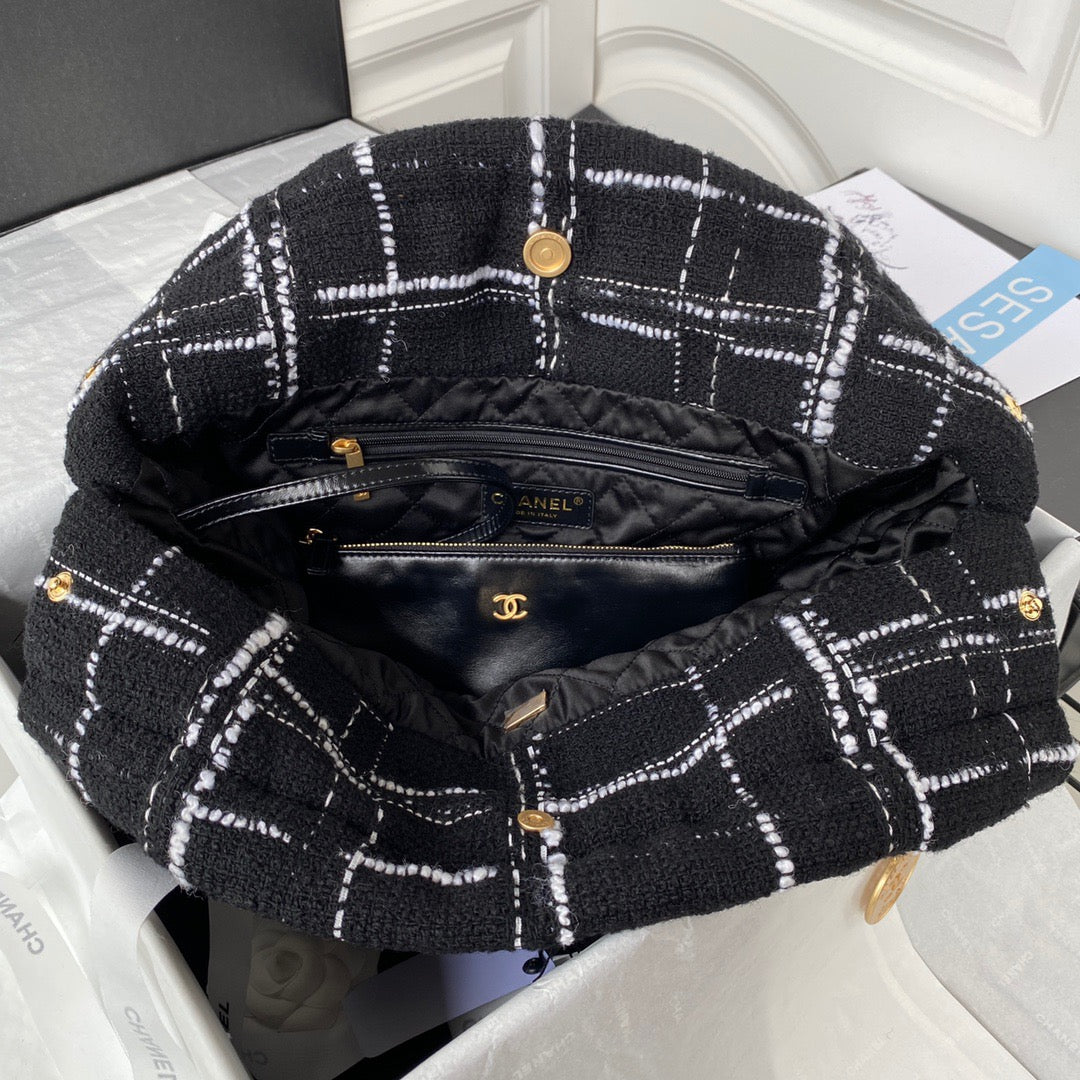 CHL 22 Handbag Gold Hardware Black For Women Handbags, Shoulder Bags 18.3in/47cm AS3262 B08553 NJ058