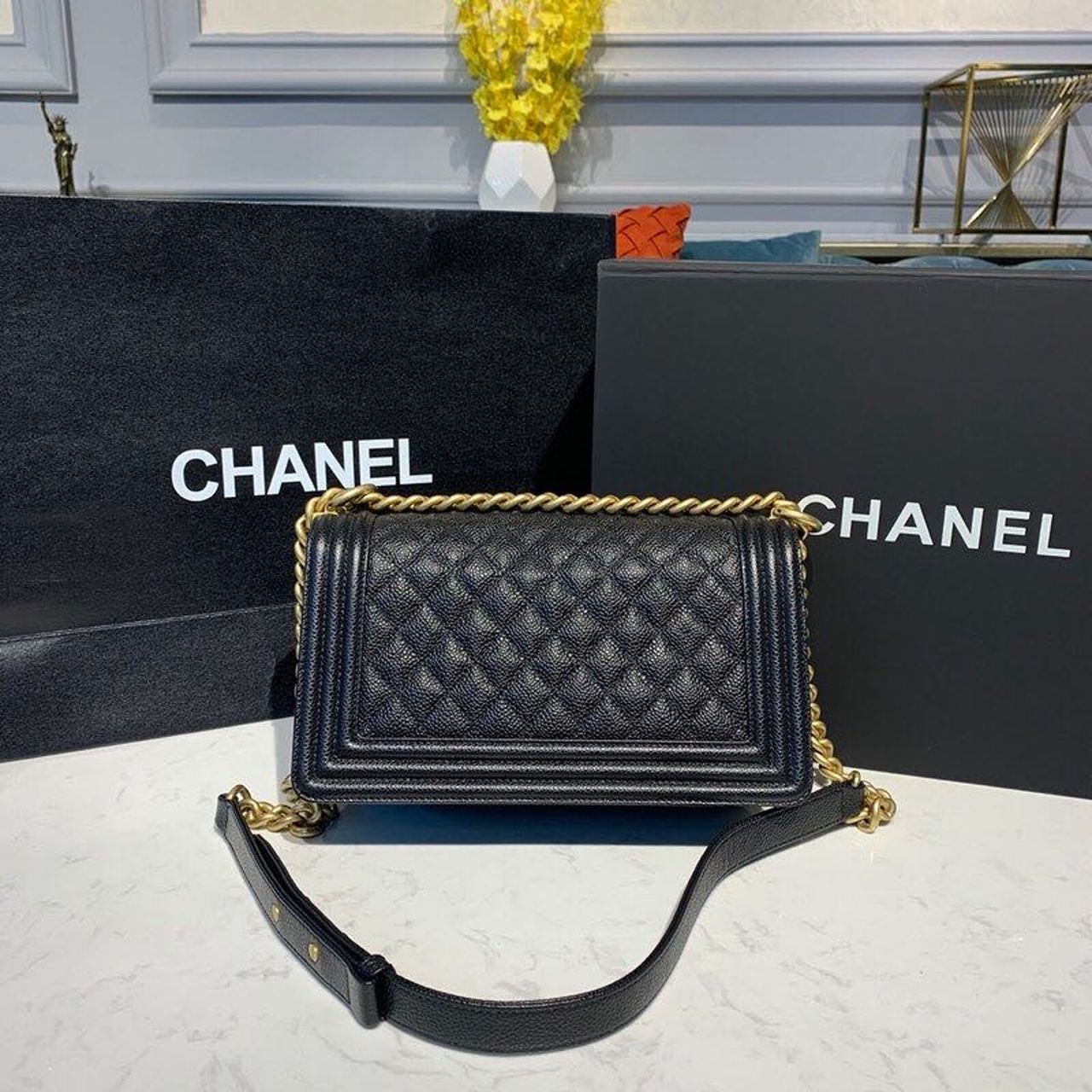 CHL Boy Handbag Gold Toned Hardware Black For Women Bags, Shoulder And Crossbody Bags 9.8in/25cm A67086