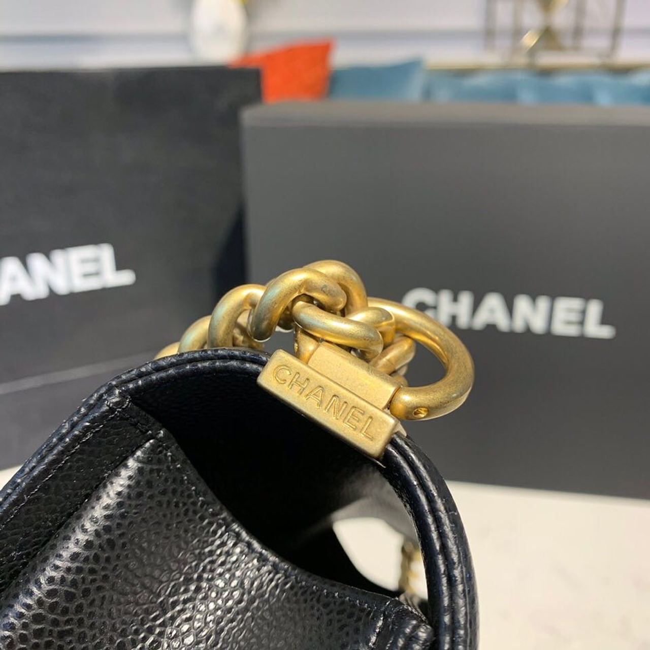 CHL Boy Handbag Gold Toned Hardware Black For Women Bags, Shoulder And Crossbody Bags 9.8in/25cm A67086