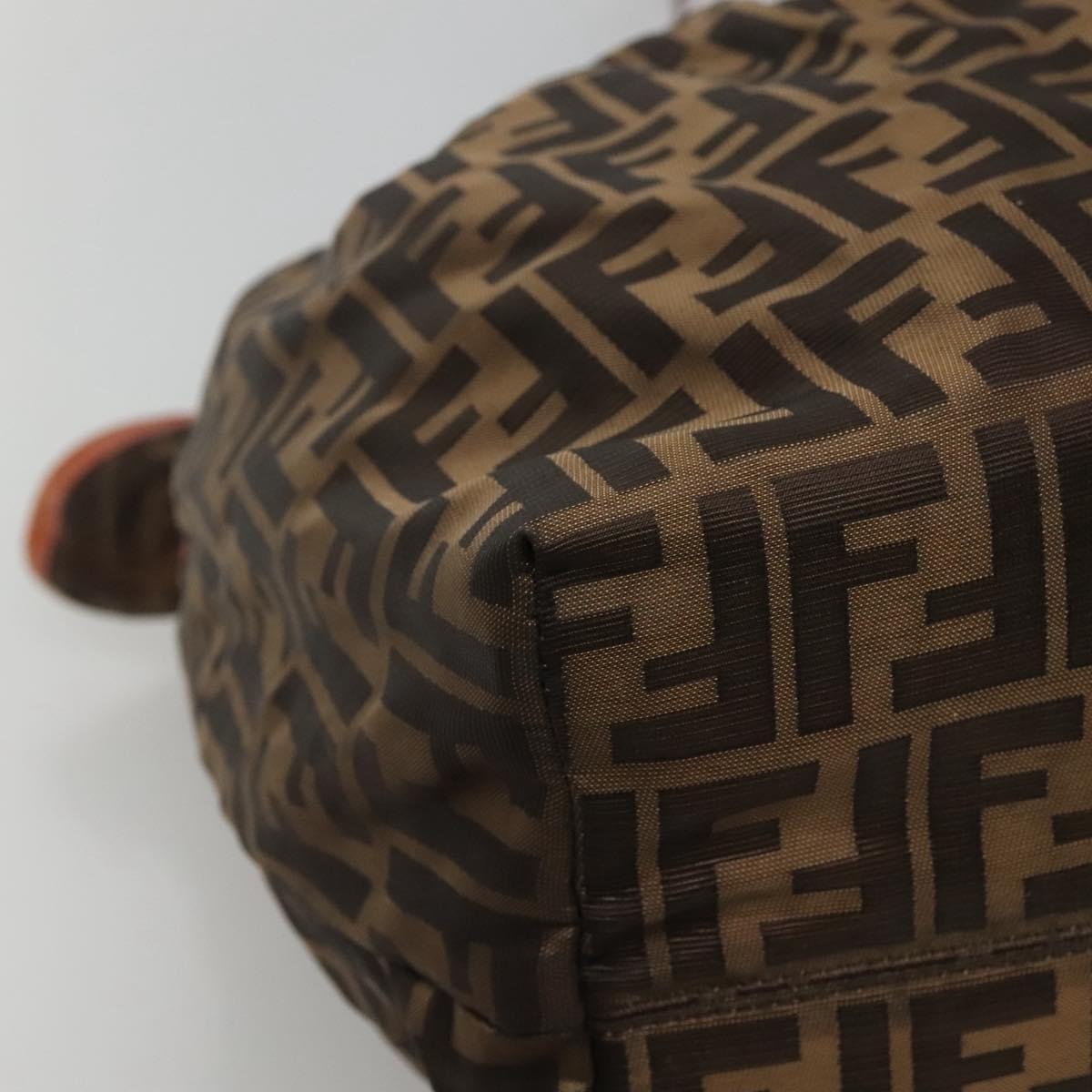 FENDI Zucca Canvas Shoulder Bag Brown Black 110282