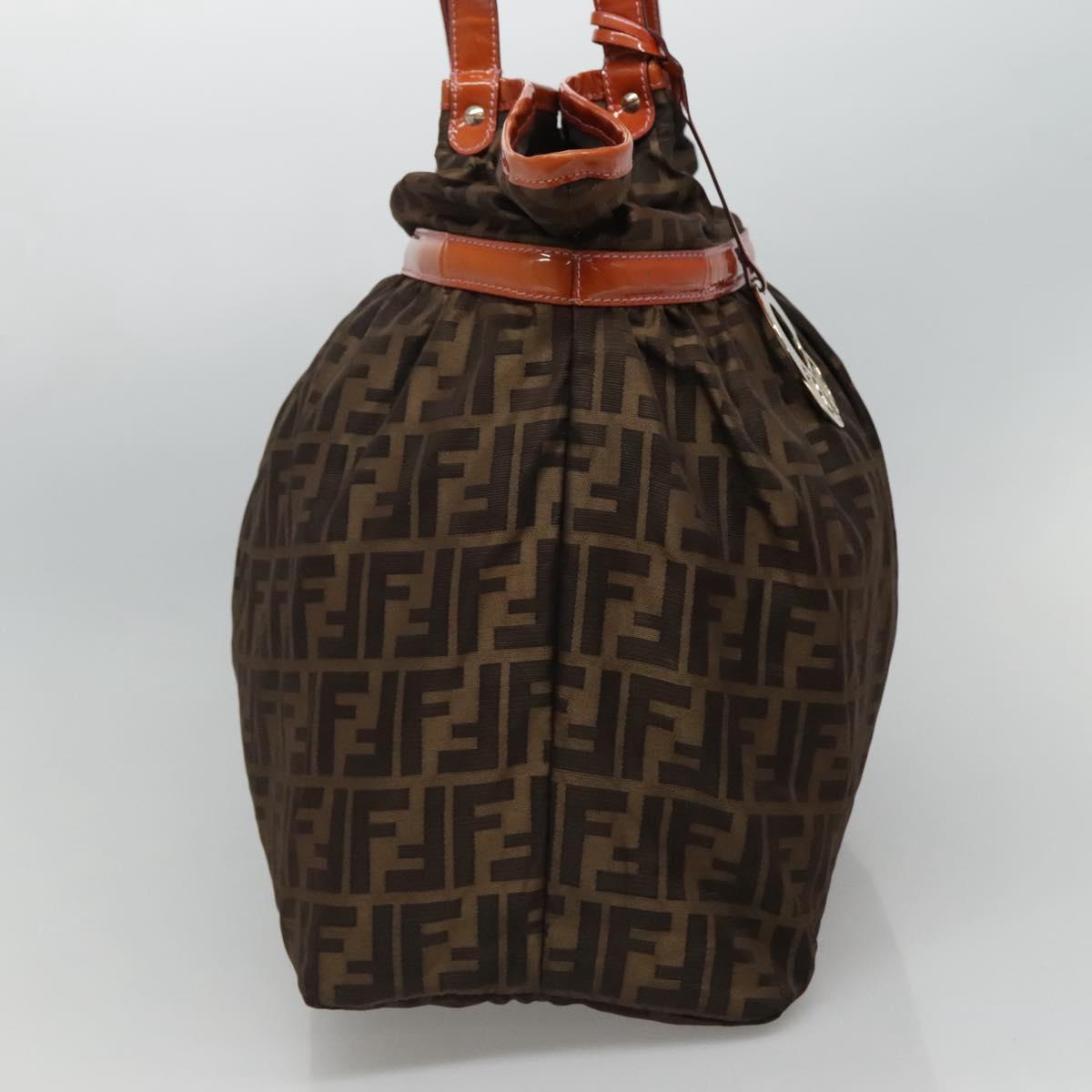FENDI Zucca Canvas Shoulder Bag Brown Black 110282