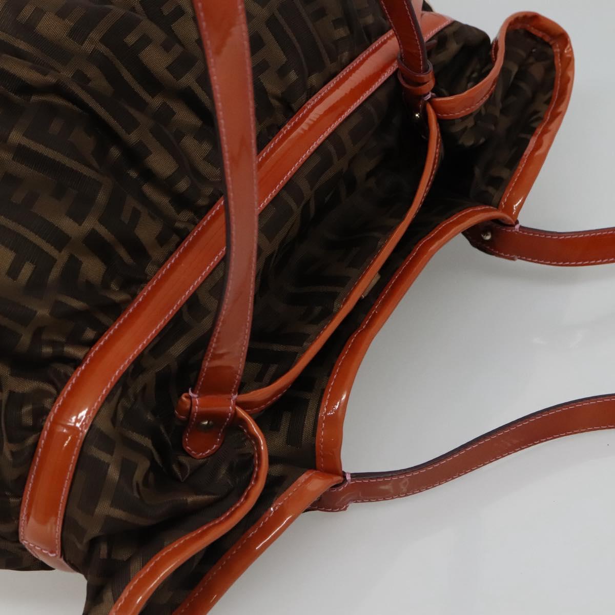 FENDI Zucca Canvas Shoulder Bag Brown Black 110282