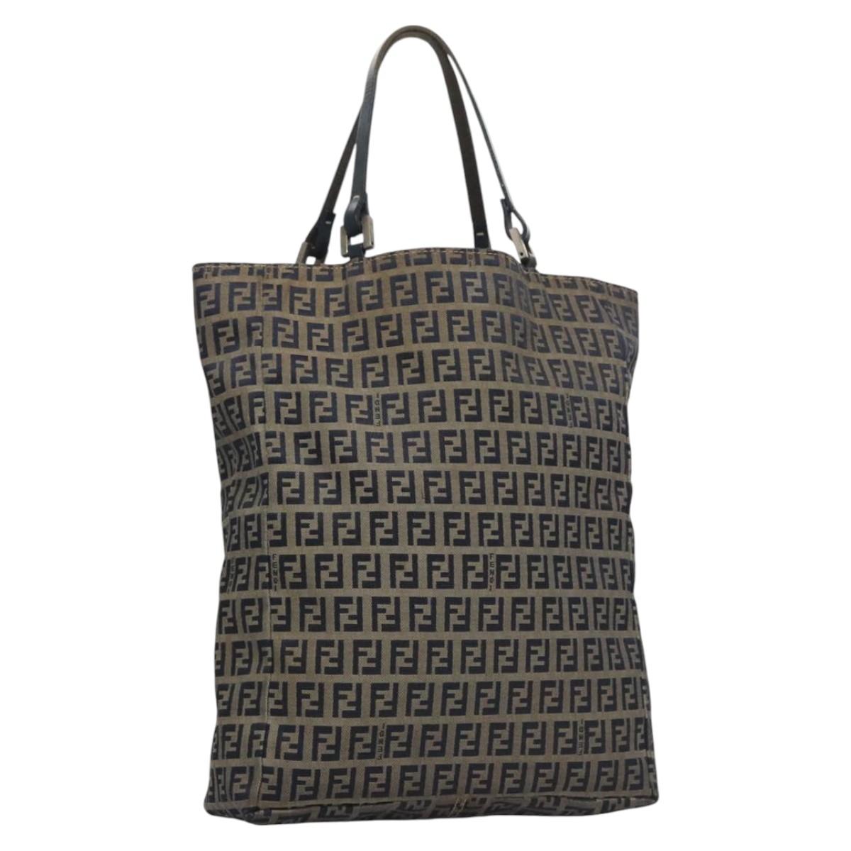 FENDI Zucchino Canvas Tote Bag Navy 110364