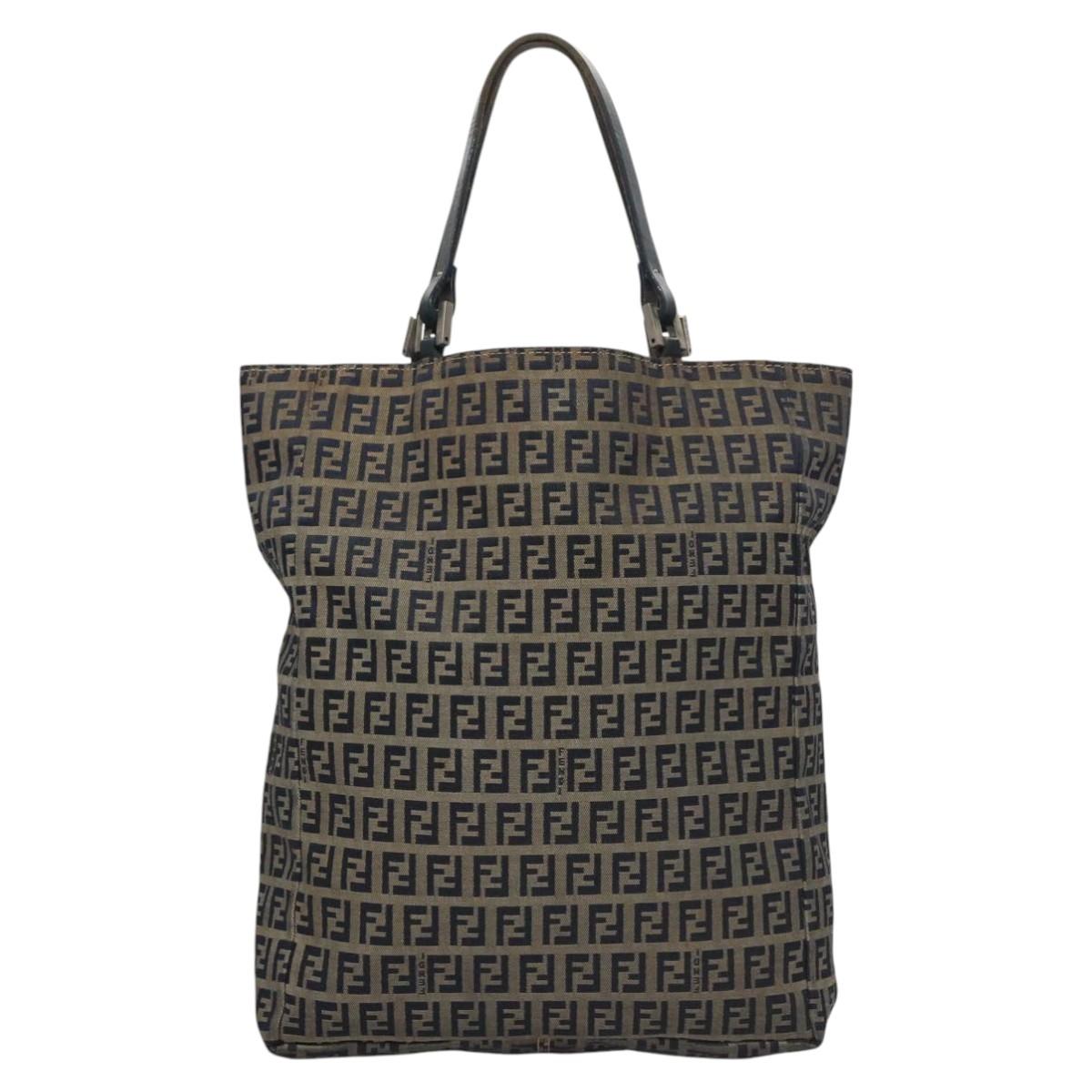 FENDI Zucchino Canvas Tote Bag Navy 110364