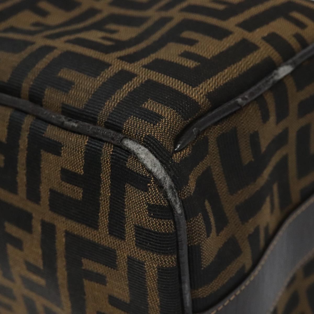 FENDI Zucca Canvas Vanity pouch Hand Bag Nylon Brown Black gold 110437