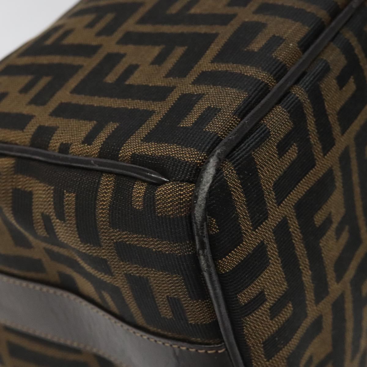 FENDI Zucca Canvas Vanity pouch Hand Bag Nylon Brown Black gold 110437
