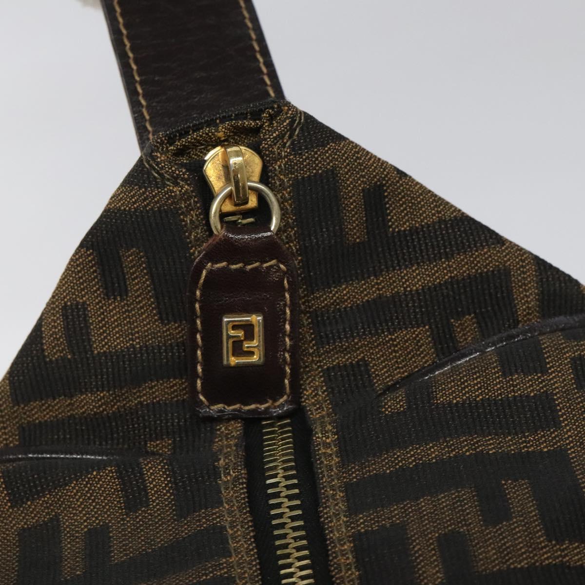 FENDI Zucca Canvas Vanity pouch Hand Bag Nylon Brown Black gold 110437