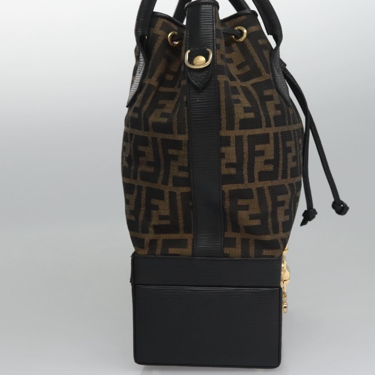 FENDI Zucca Canvas Hand Bag 2way Brown Black 110819