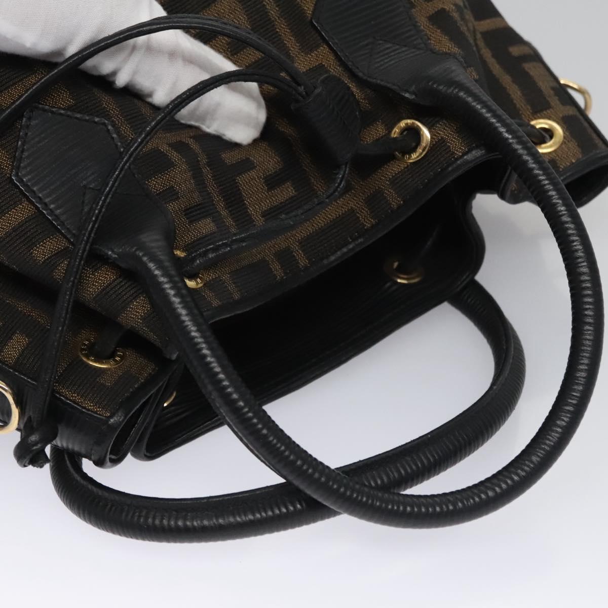 FENDI Zucca Canvas Hand Bag 2way Brown Black 110819