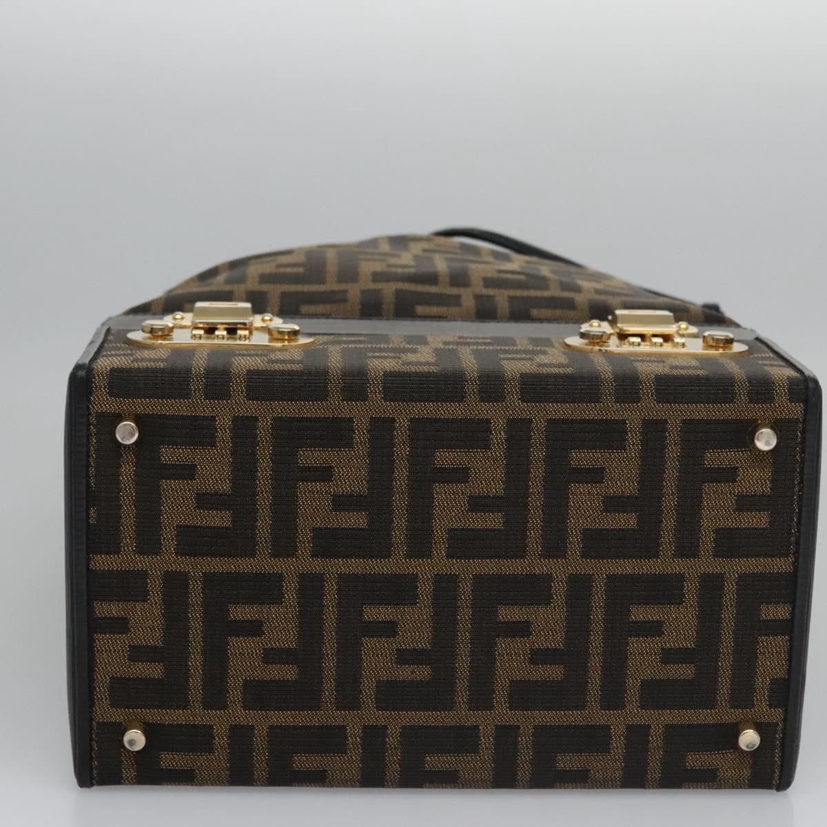 FENDI Zucca Canvas Hand Bag 2way Brown Black 110819
