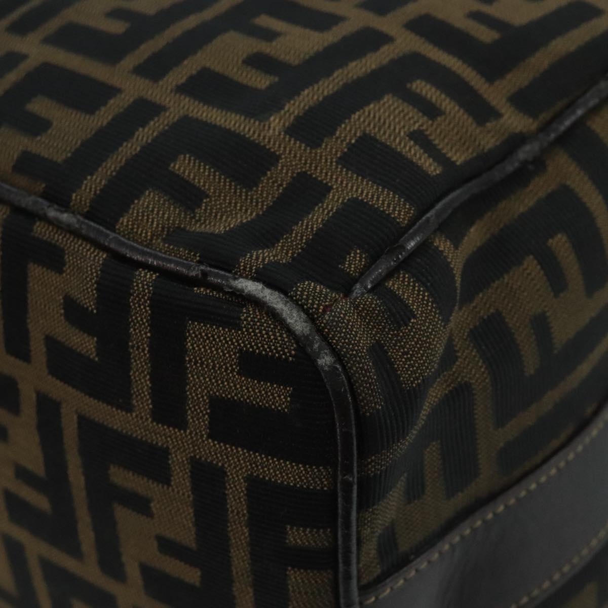 FENDI Zucca Canvas Vanity Pouch Brown Black gold 110820