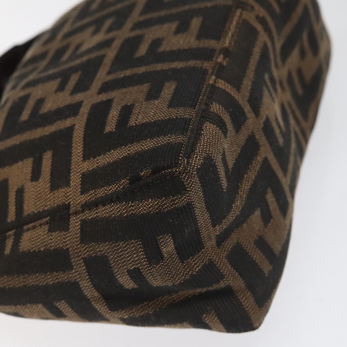 FENDI Zucca Canvas Hand Bag Brown Black 110881