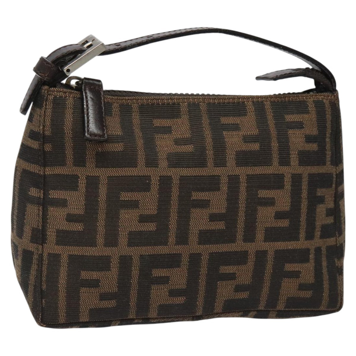 FENDI Zucca Canvas Hand Bag Brown Black 110881