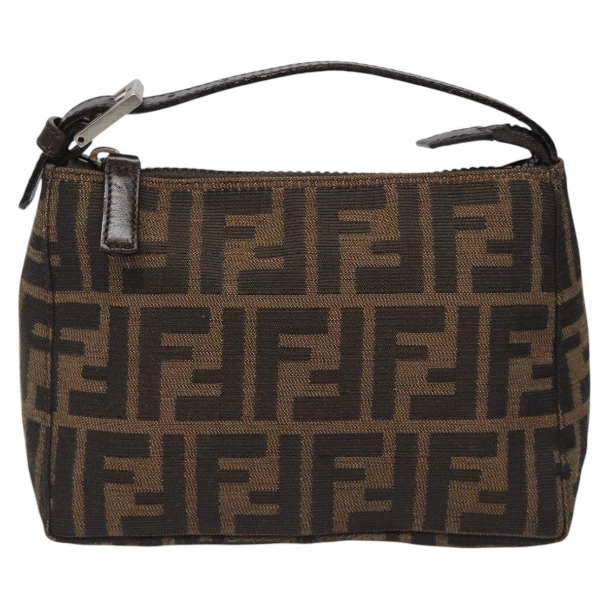 FENDI Zucca Canvas Hand Bag Brown Black 110881