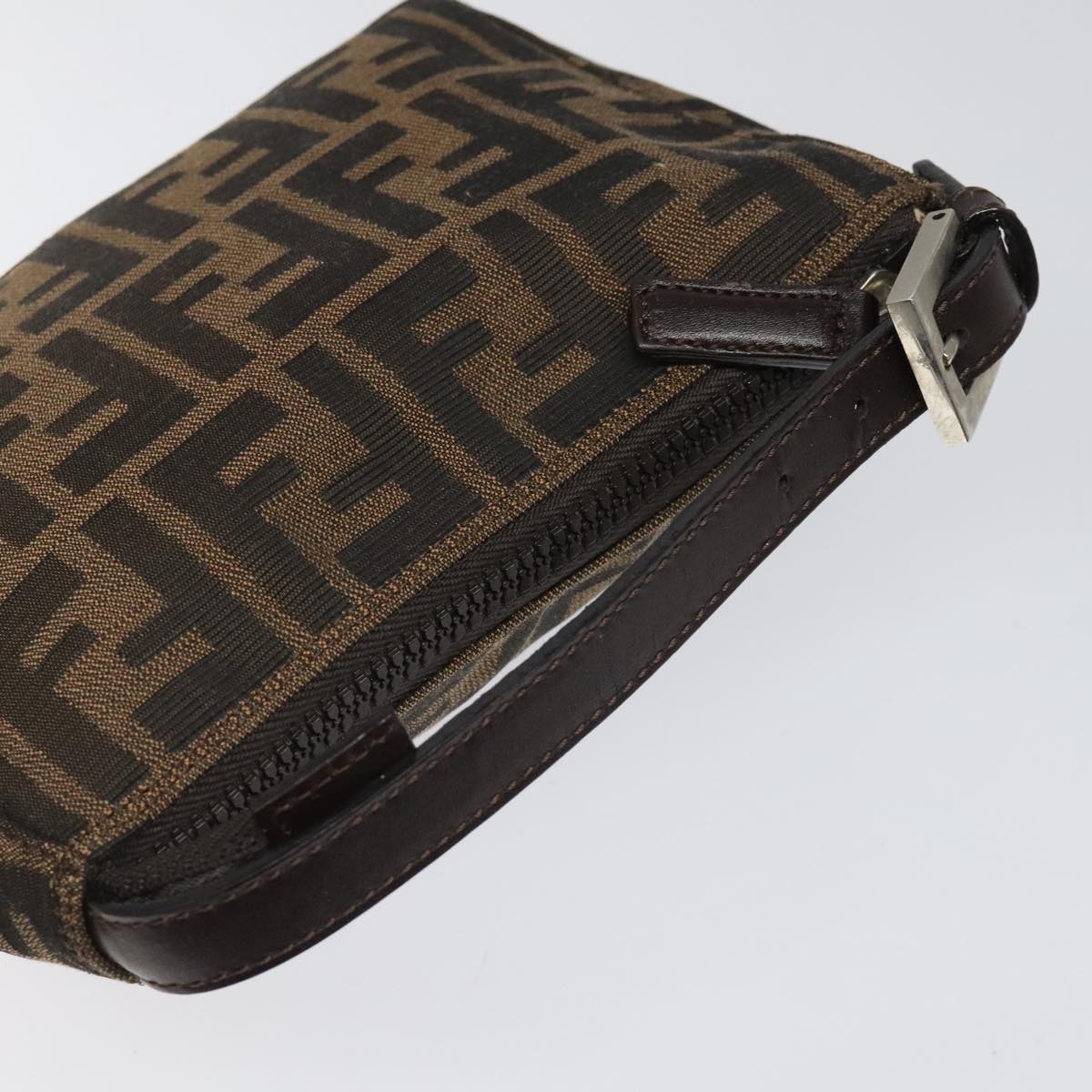 FENDI Zucca Canvas Hand Bag Brown Black 110881