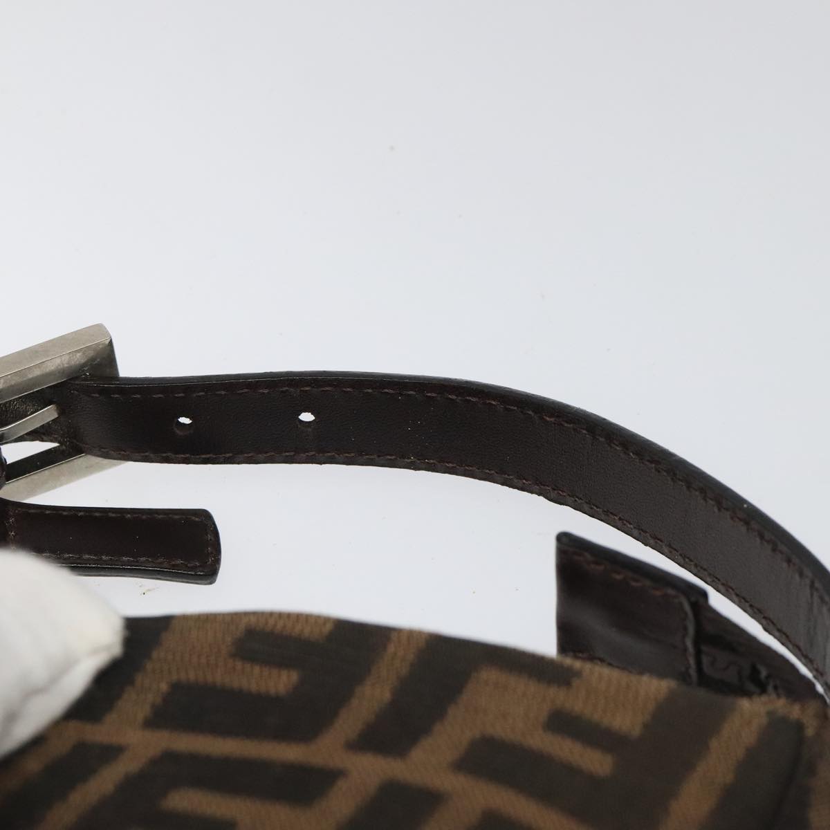FENDI Zucca Canvas Hand Bag Brown Black 110881